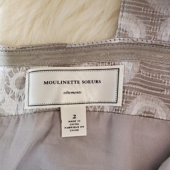 Anthropologie Moulinette Soeurs One Shoulder Silver Brocade Dress 2 - Picture 15 of 16